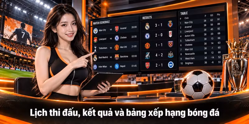 Lịch thi đấu, kết quả và bảng xếp hạng bóng đá